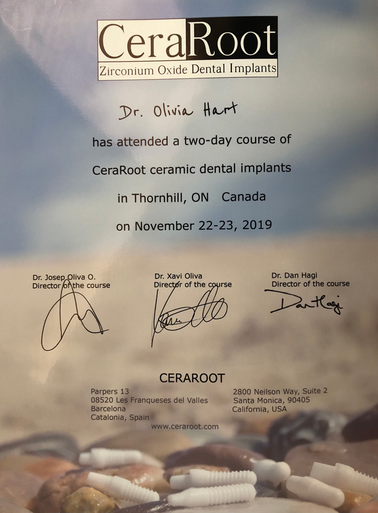 Dr. Olivia Hart achieved CeraRoot Course Certification