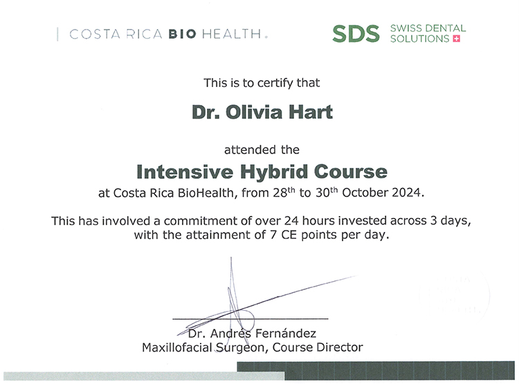 Costa Rica Bio Health - Intensive Hybrid Course Certificate