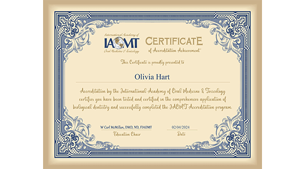 IAOMT Certificate