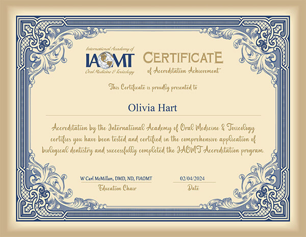 IAOMT Certificate